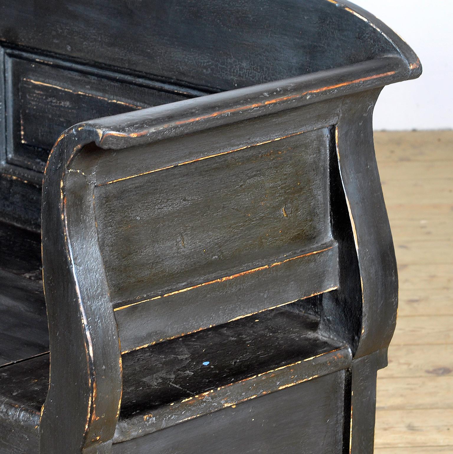 Painted Antique Pine Bench, 1920s For Sale