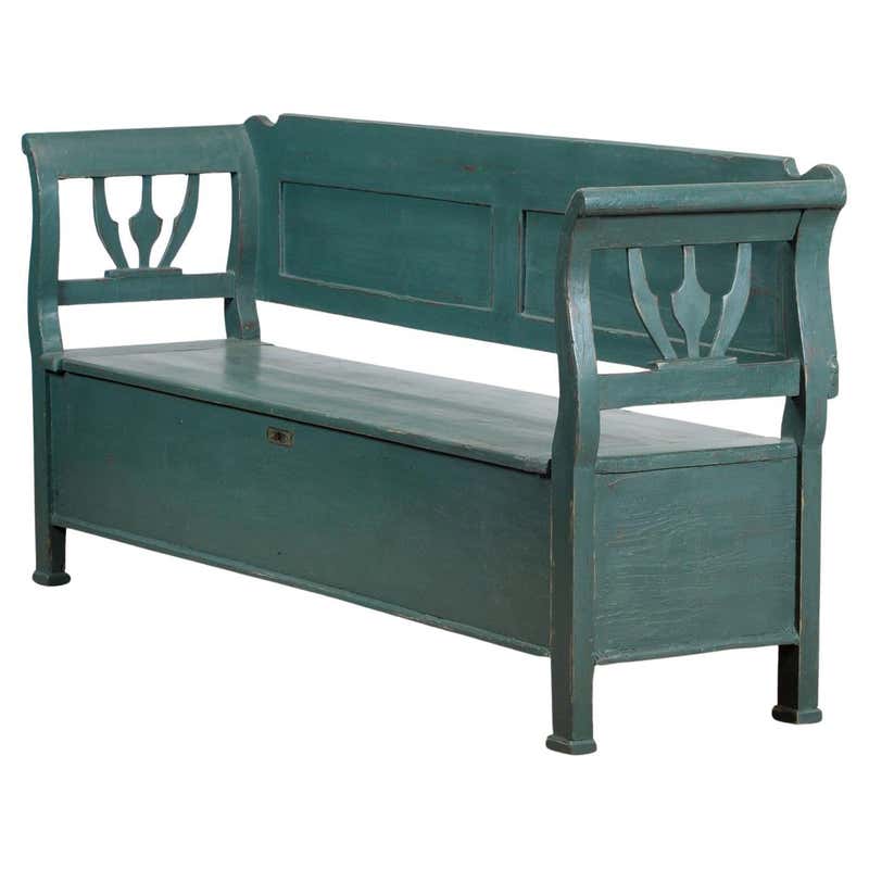 Viintage Racking Bench Antique Storage Bench with Original Paint, circa 1920 at 1stDibs ...