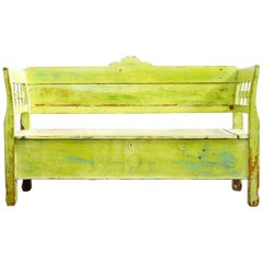 Antique Pine Bench with Original Paint