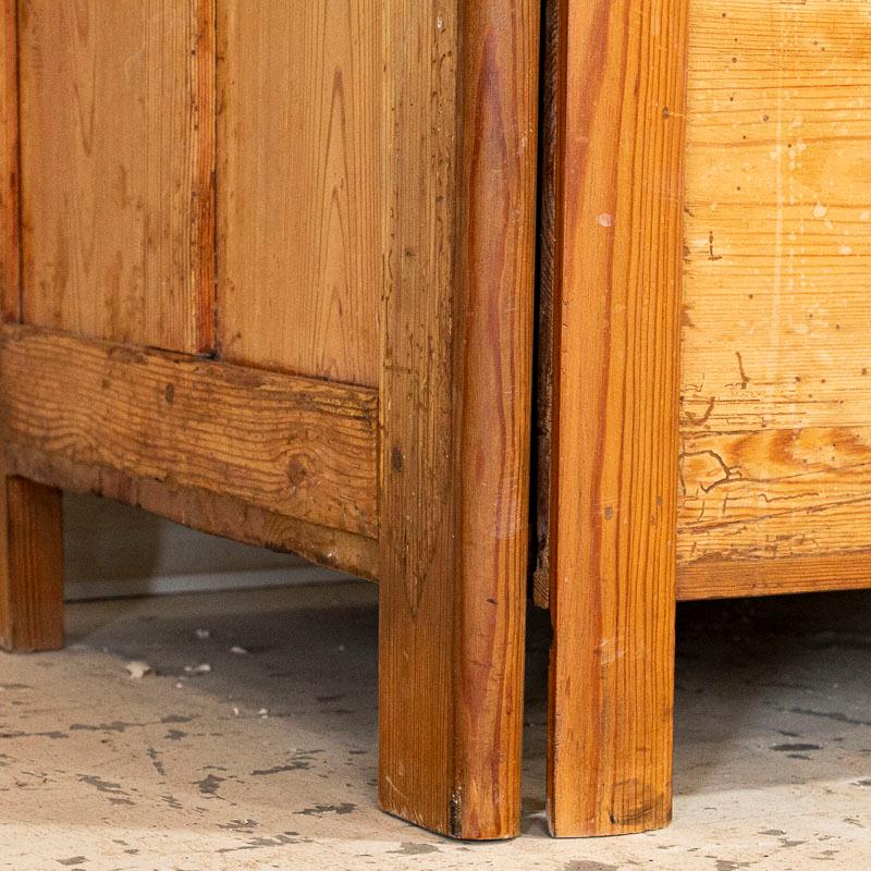 Danish Antique Pine Bench with Spindle Back and Storage