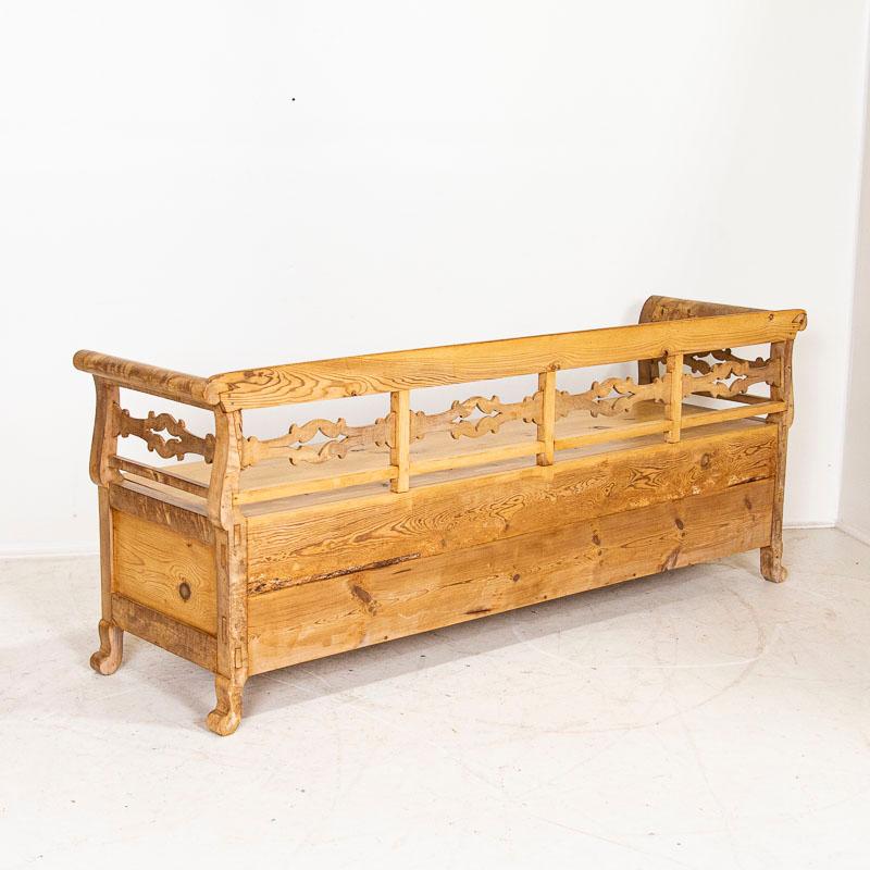 Antique Pine Bench with Storage from Sweden In Good Condition In Round Top, TX