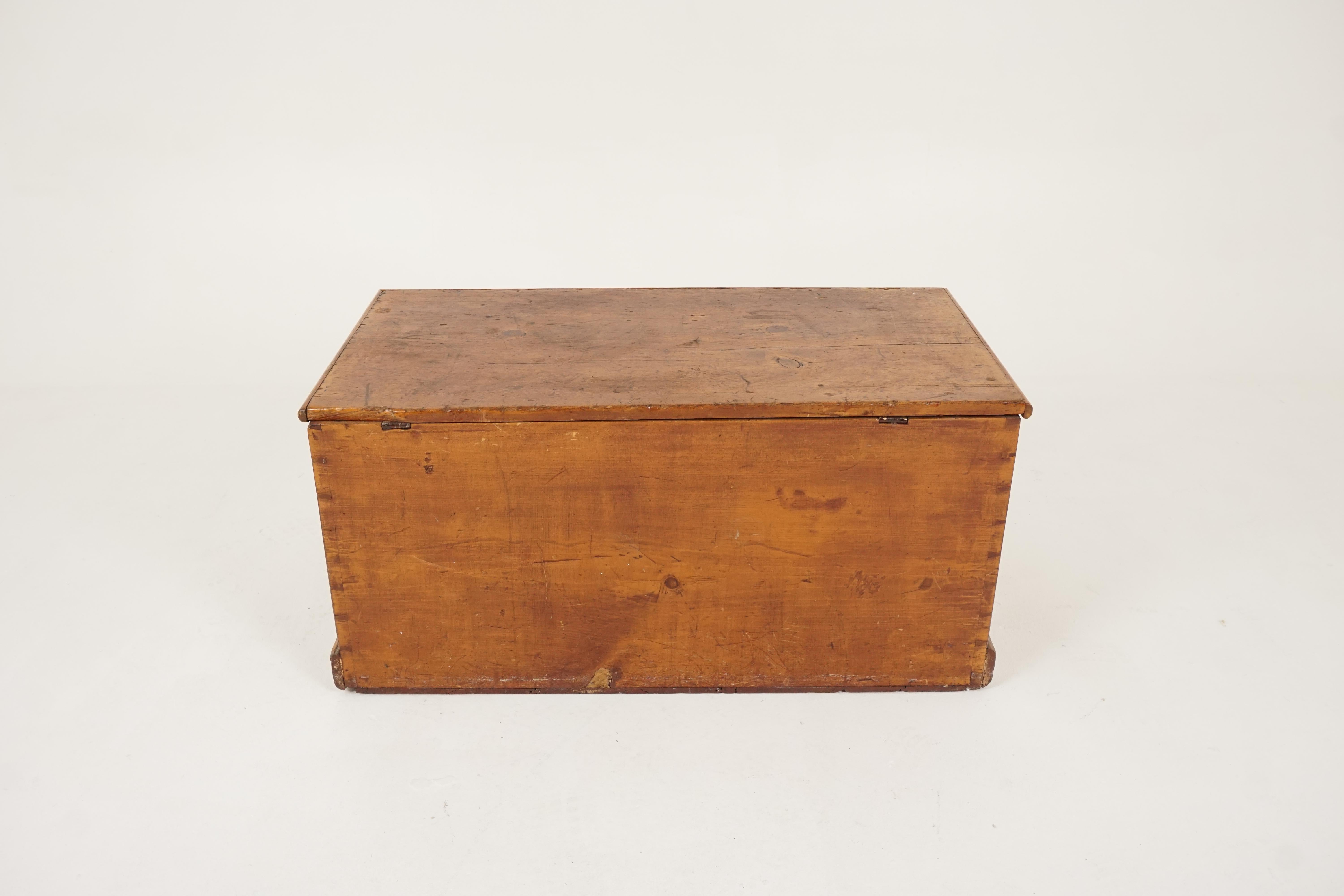 Antique Pine Blanket Box, Toybox, Coffee Table, Dovetailed, Scotland 1890, B2308 4