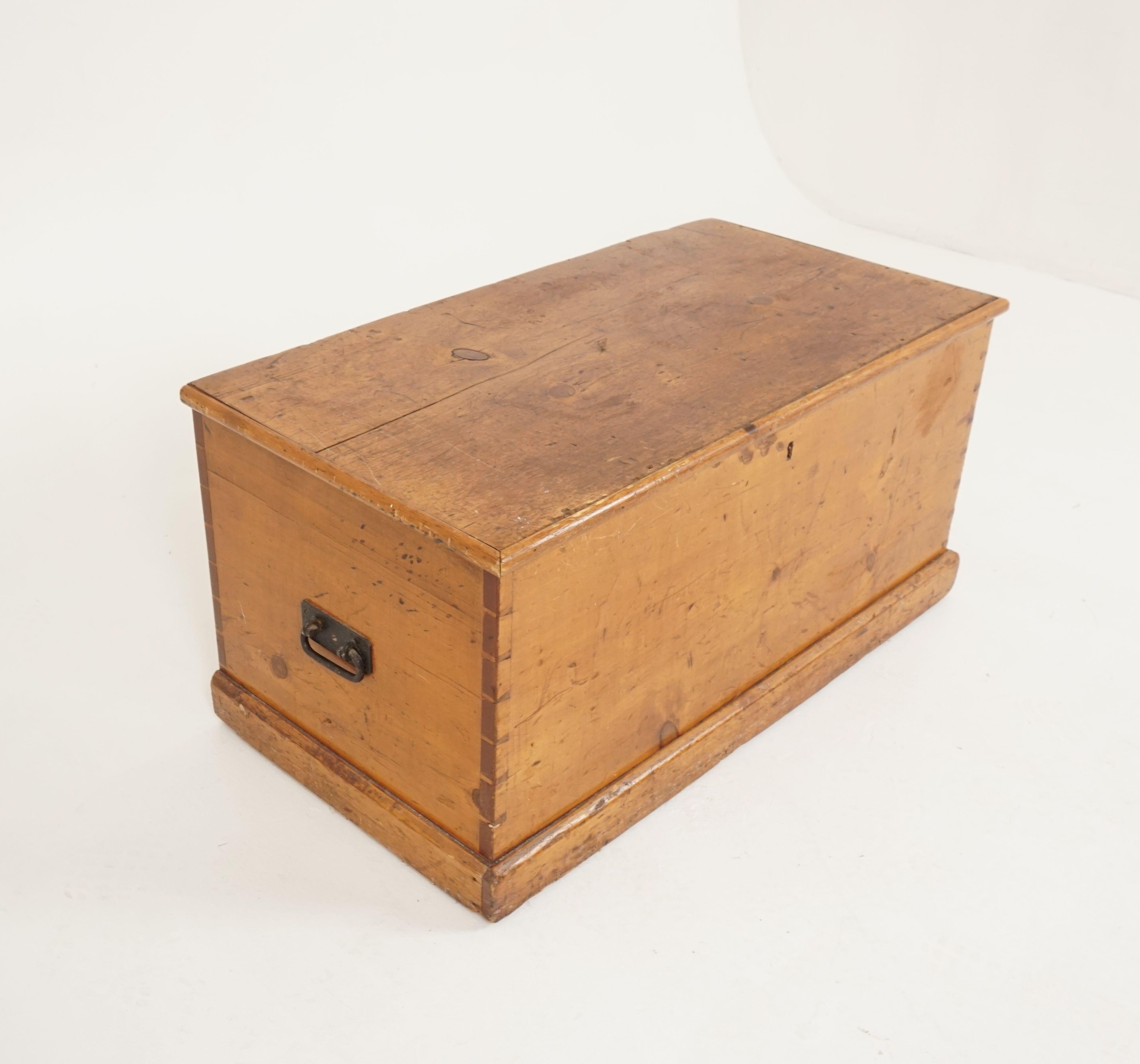 Scottish Antique Pine Blanket Box, Toybox, Coffee Table, Dovetailed, Scotland 1890, B2308
