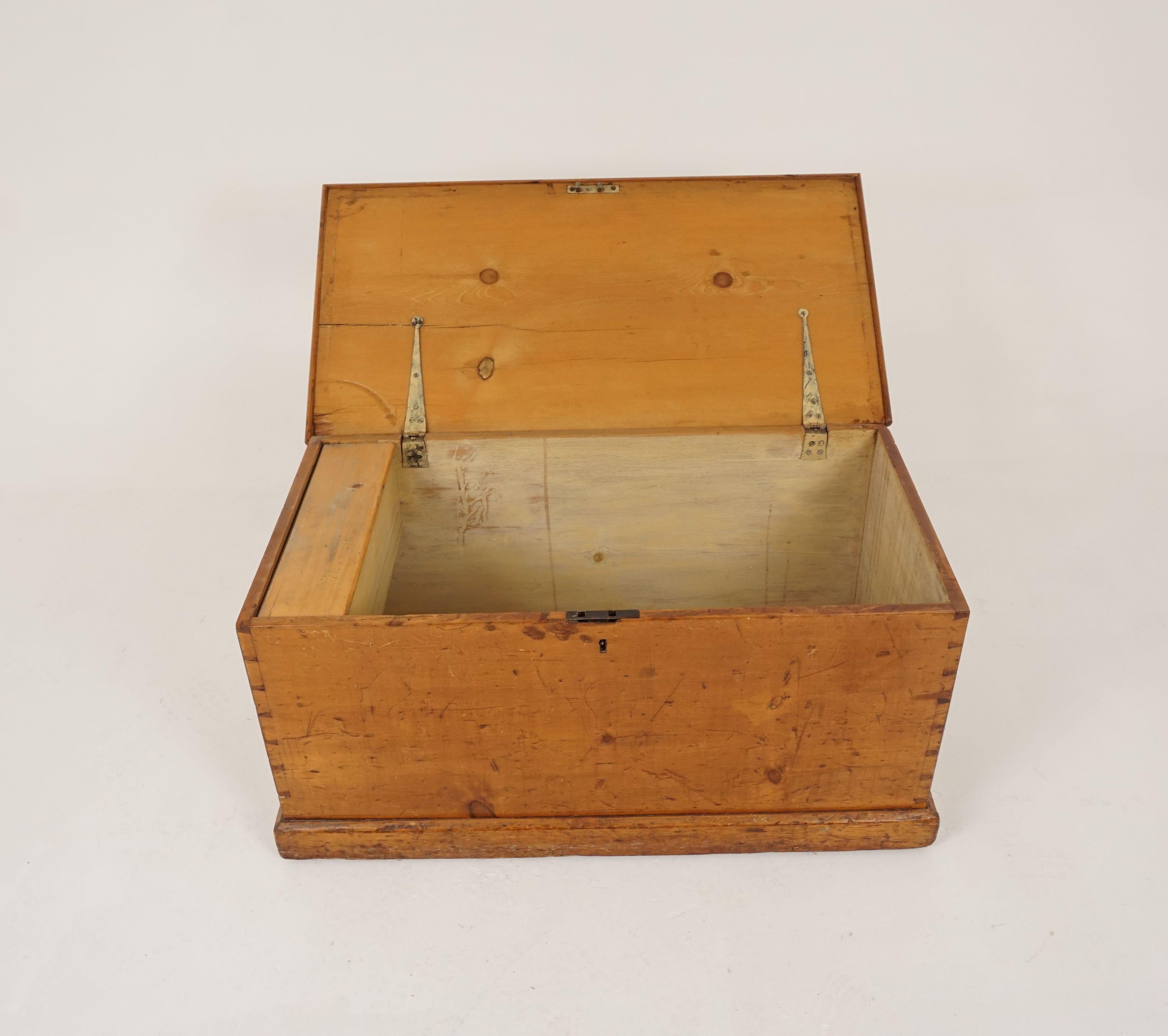 Hand-Crafted Antique Pine Blanket Box, Toybox, Coffee Table, Dovetailed, Scotland 1890, B2308