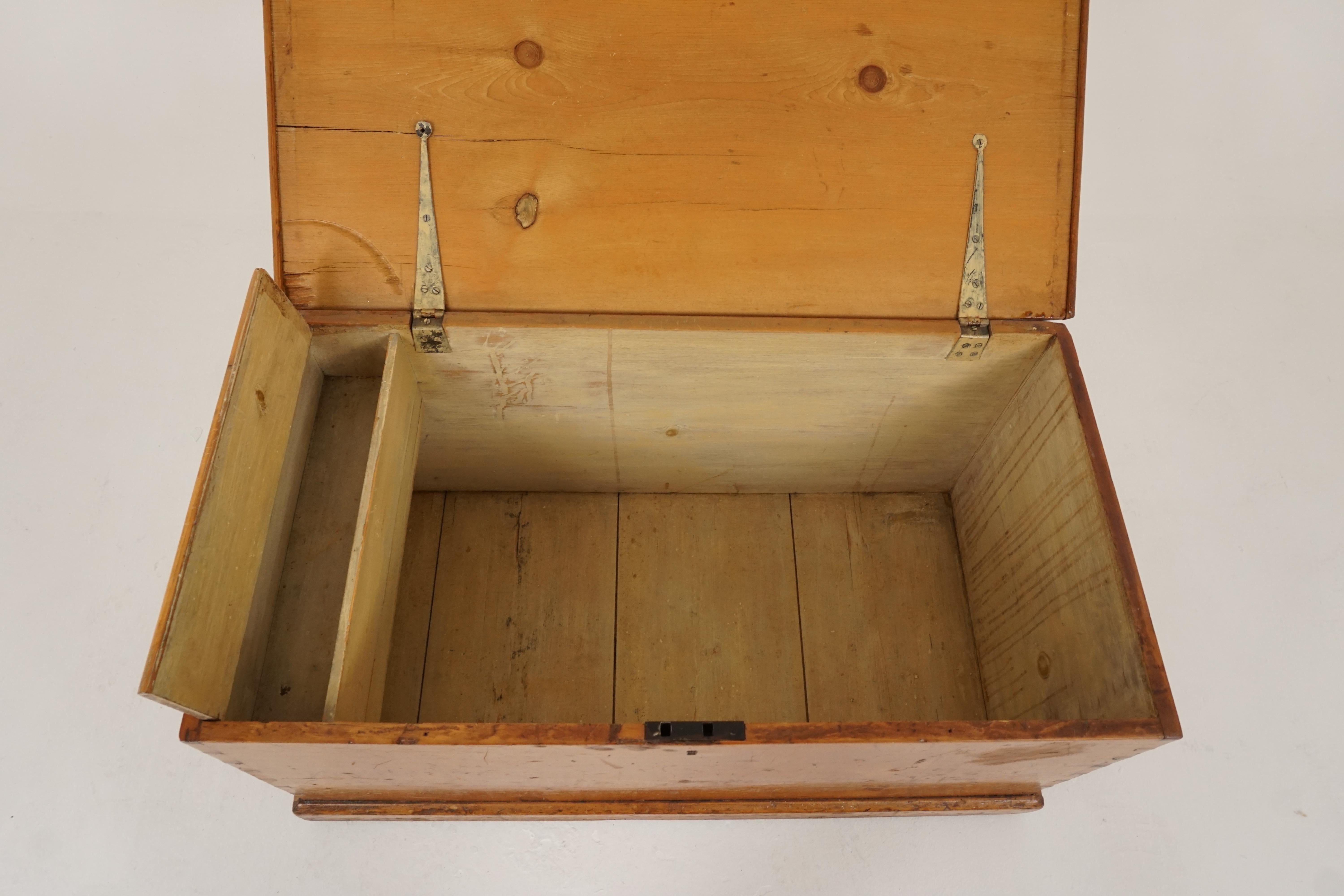 Late 19th Century Antique Pine Blanket Box, Toybox, Coffee Table, Dovetailed, Scotland 1890, B2308