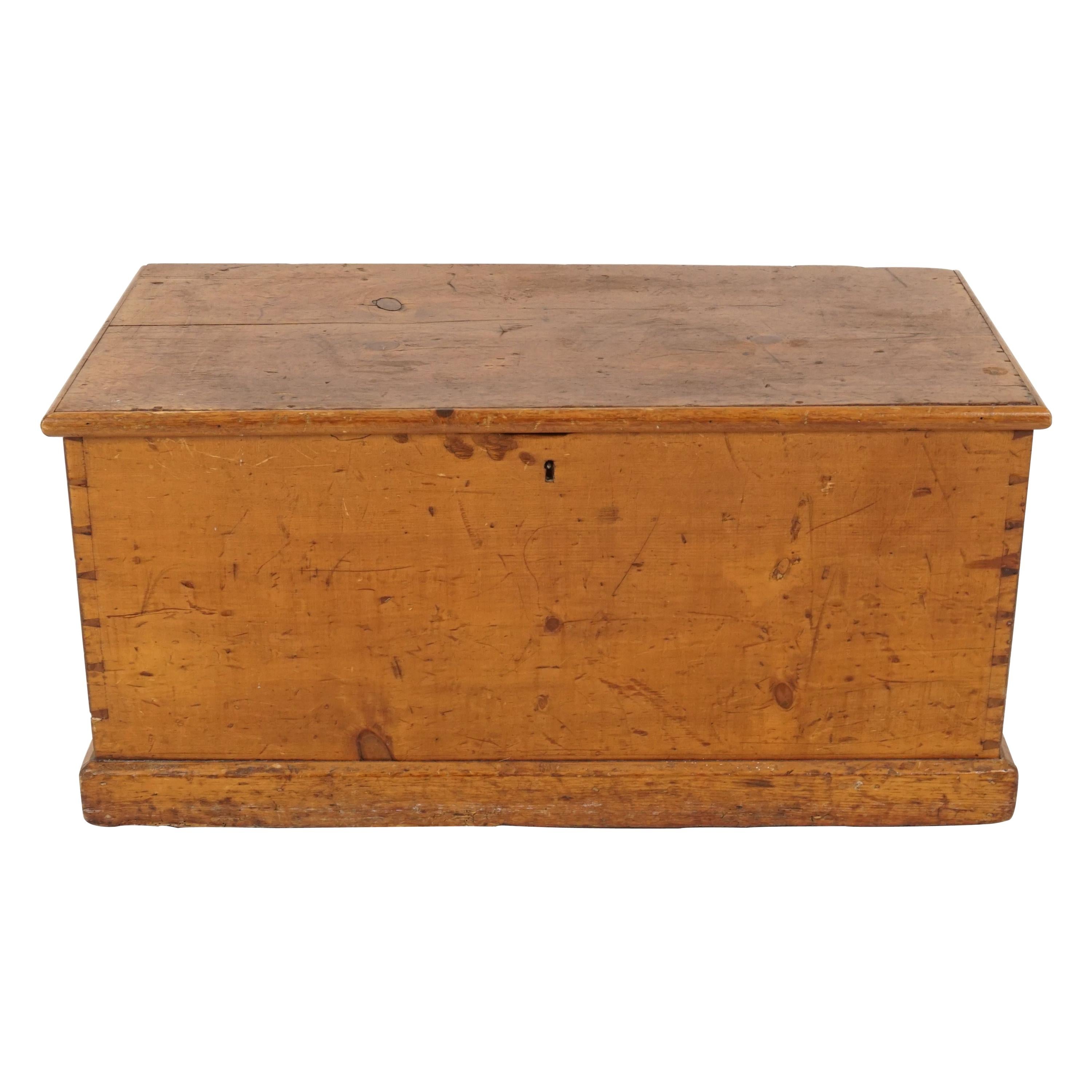 Antique Pine Blanket Box, Toybox, Coffee Table, Dovetailed, Scotland 1890, B2308