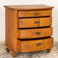 Antique Pine Bow Front Chest of 4 Drawers
