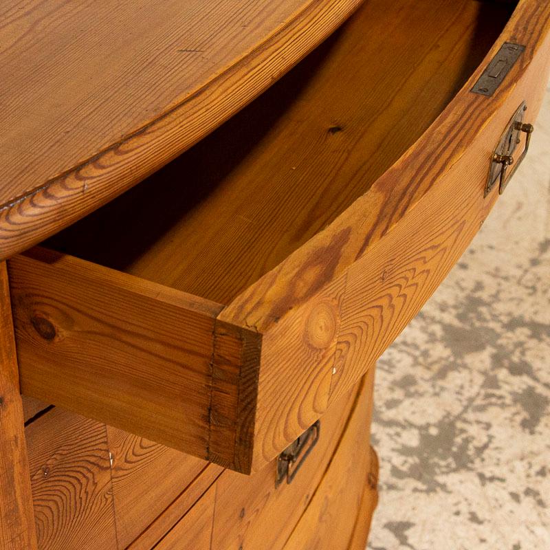 19th Century Antique Pine Bow Front Chest of 4 Drawers
