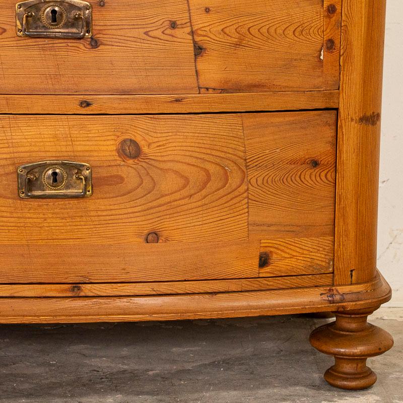 Antique Pine Bow Front Chest of 4 Drawers 3
