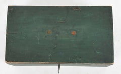 Antique Pine Box with Original Green Paint and Interior Wallpaper, 19th century