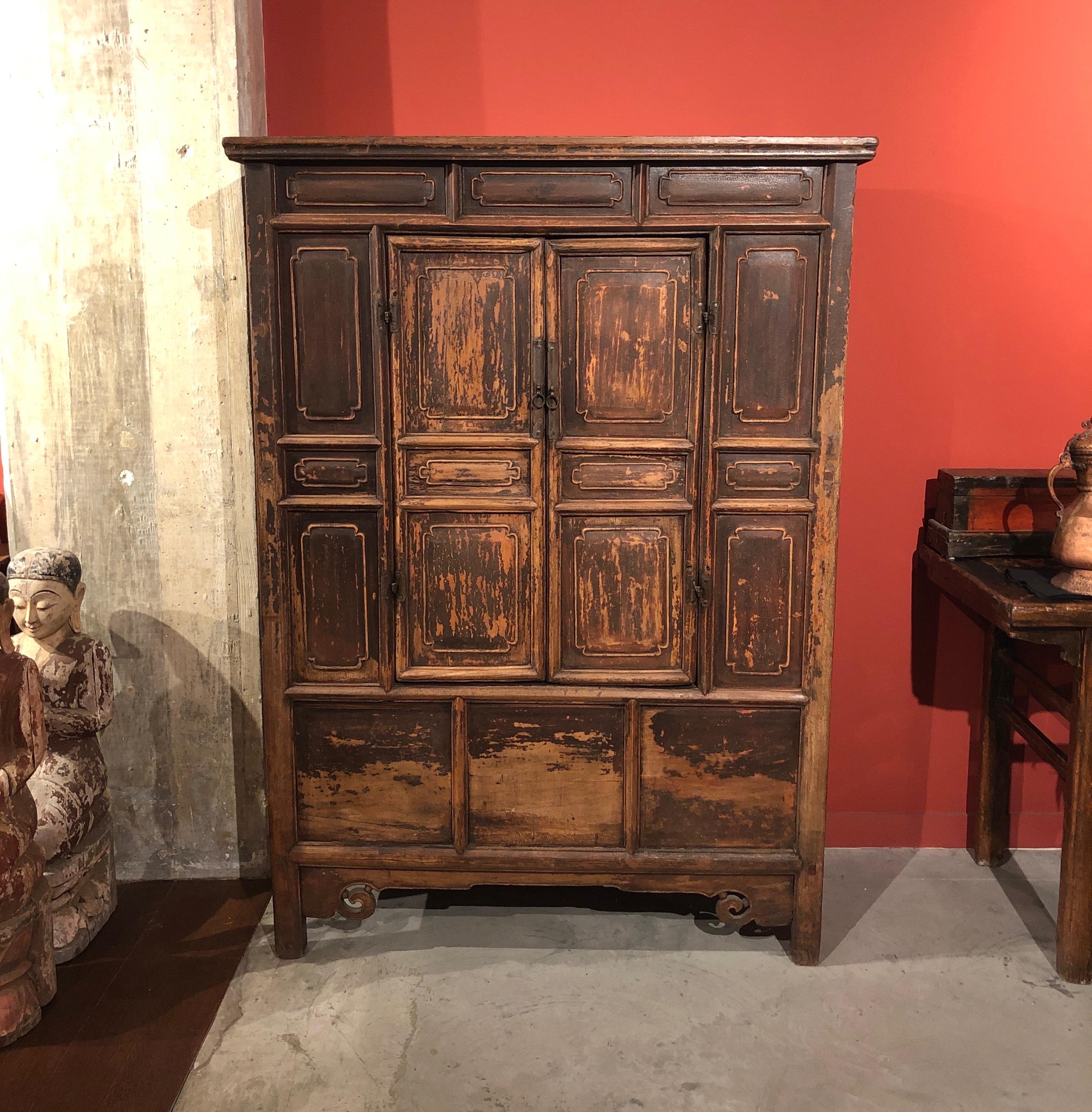 Antique Pine Buddha Cabinet For Sale 6