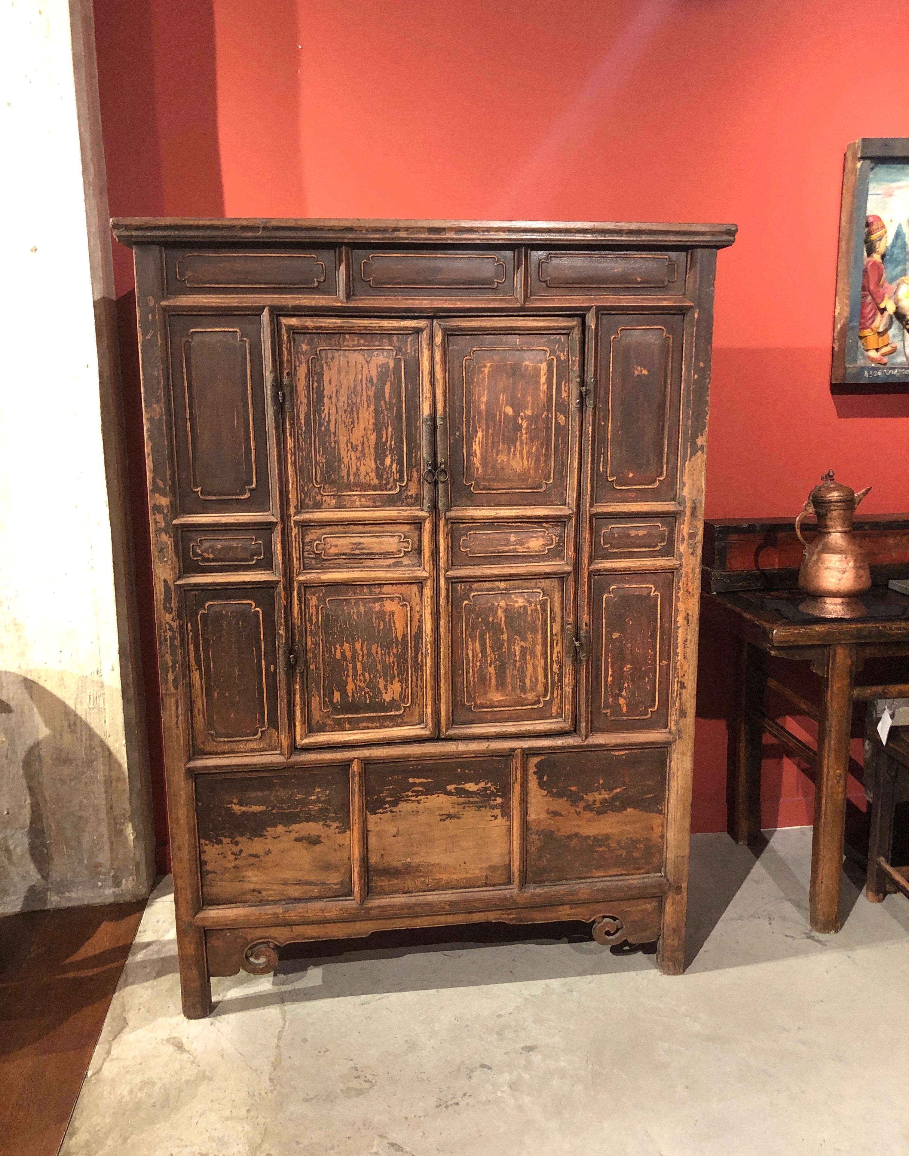 Antique Pine Buddha Cabinet For Sale 11