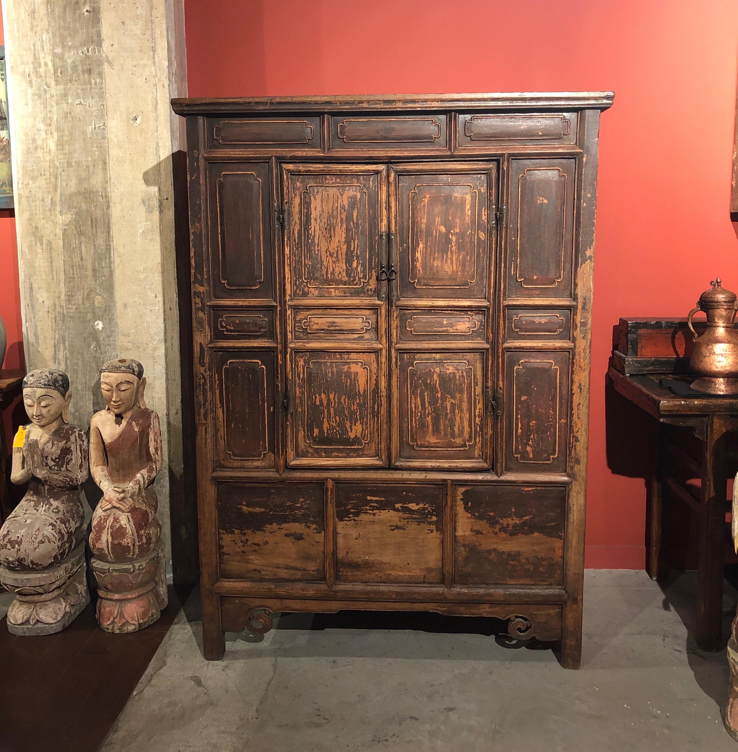 Antique Pine Buddha Cabinet For Sale 13