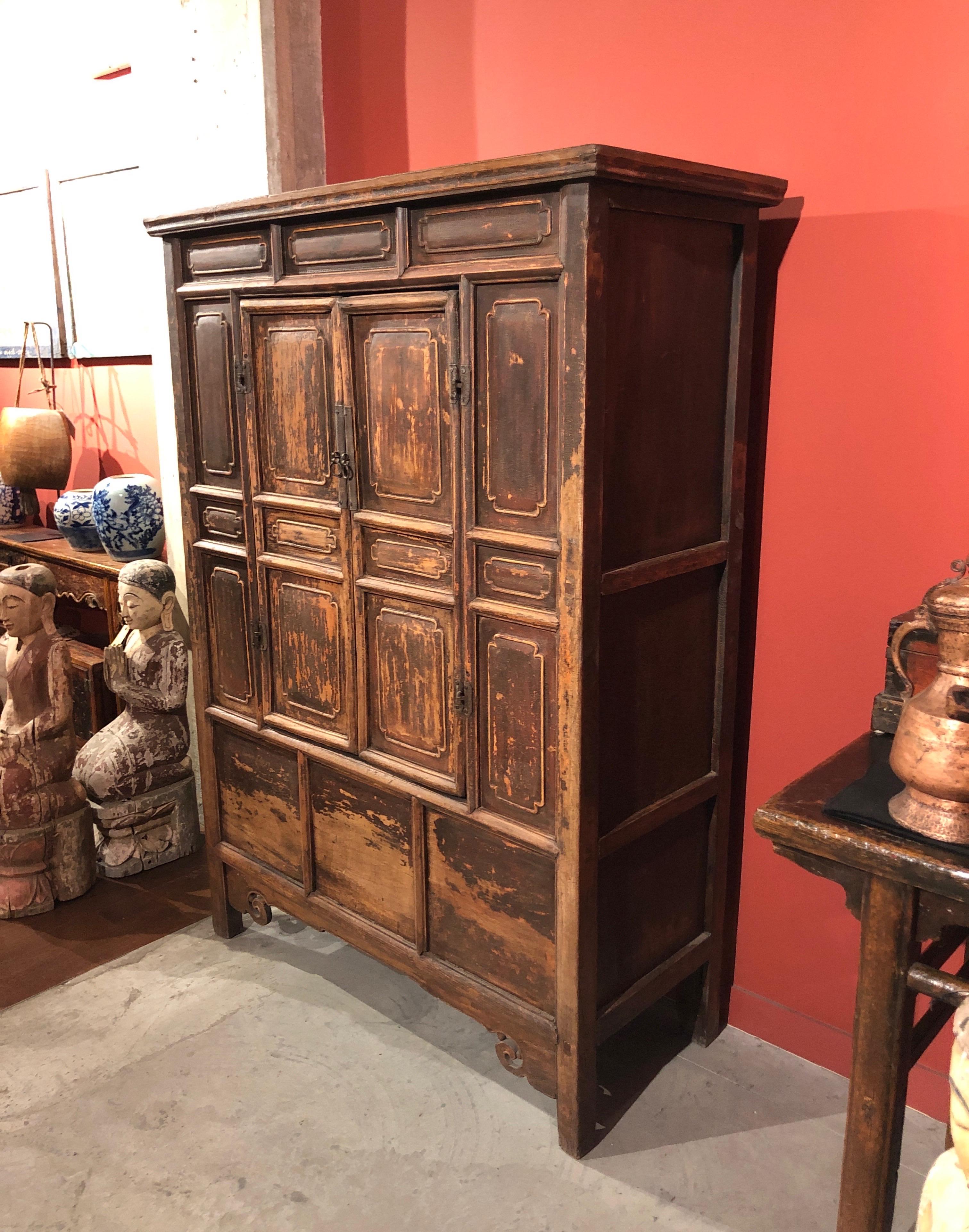 Antique Pine Buddha Cabinet For Sale 1