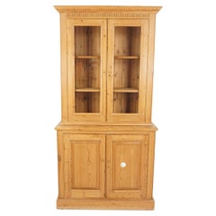 Antique Pine Cabinet, 2 Part Farmhouse Display Cabinet, Scotland 1930, H1080