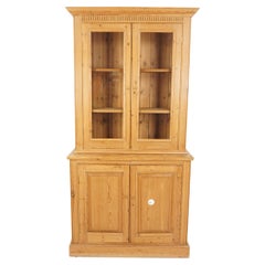 Vintage Pine Cabinet, 2 Part Farmhouse Display Cabinet, Scotland 1930, H1080