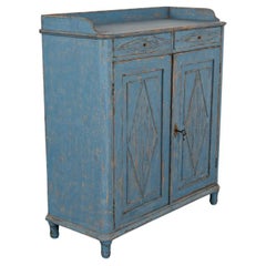 Antique Pine Cabinet Cupboard Sideboard Painted Blue from Sweden