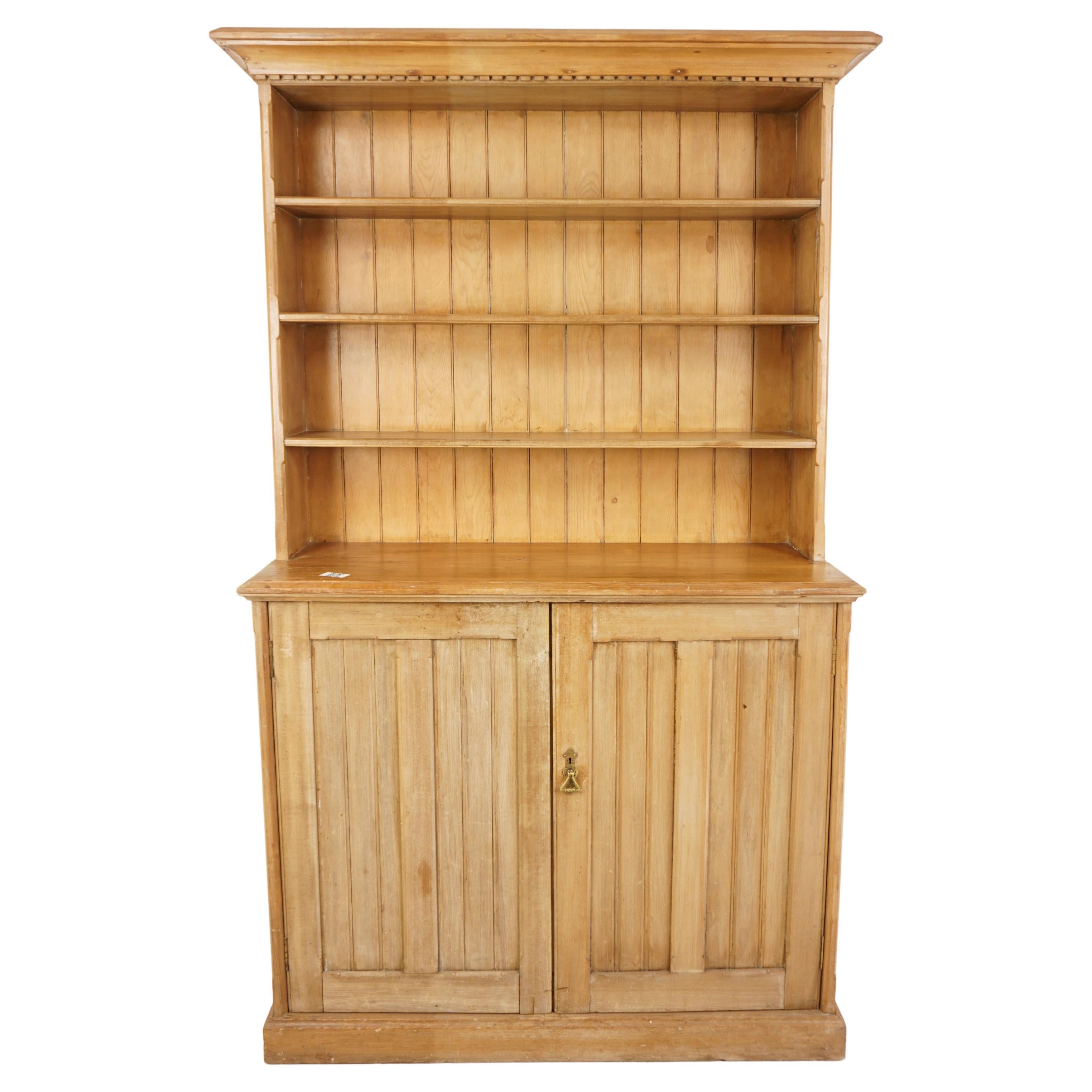 Antique Pine Cabinet, Victorian Farm House Kitchen Pantry, Scotland 1870, H954 For Sale