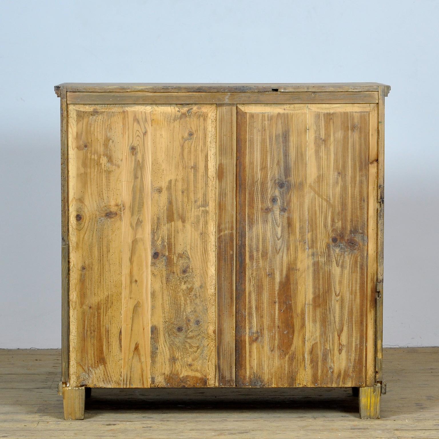 Antique Pine Cabinet With 3 Drawers, Circa 1900 9