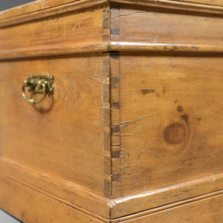 Antique Pine Carriage Chest, English, Victorian, Blanket Box, Trunk