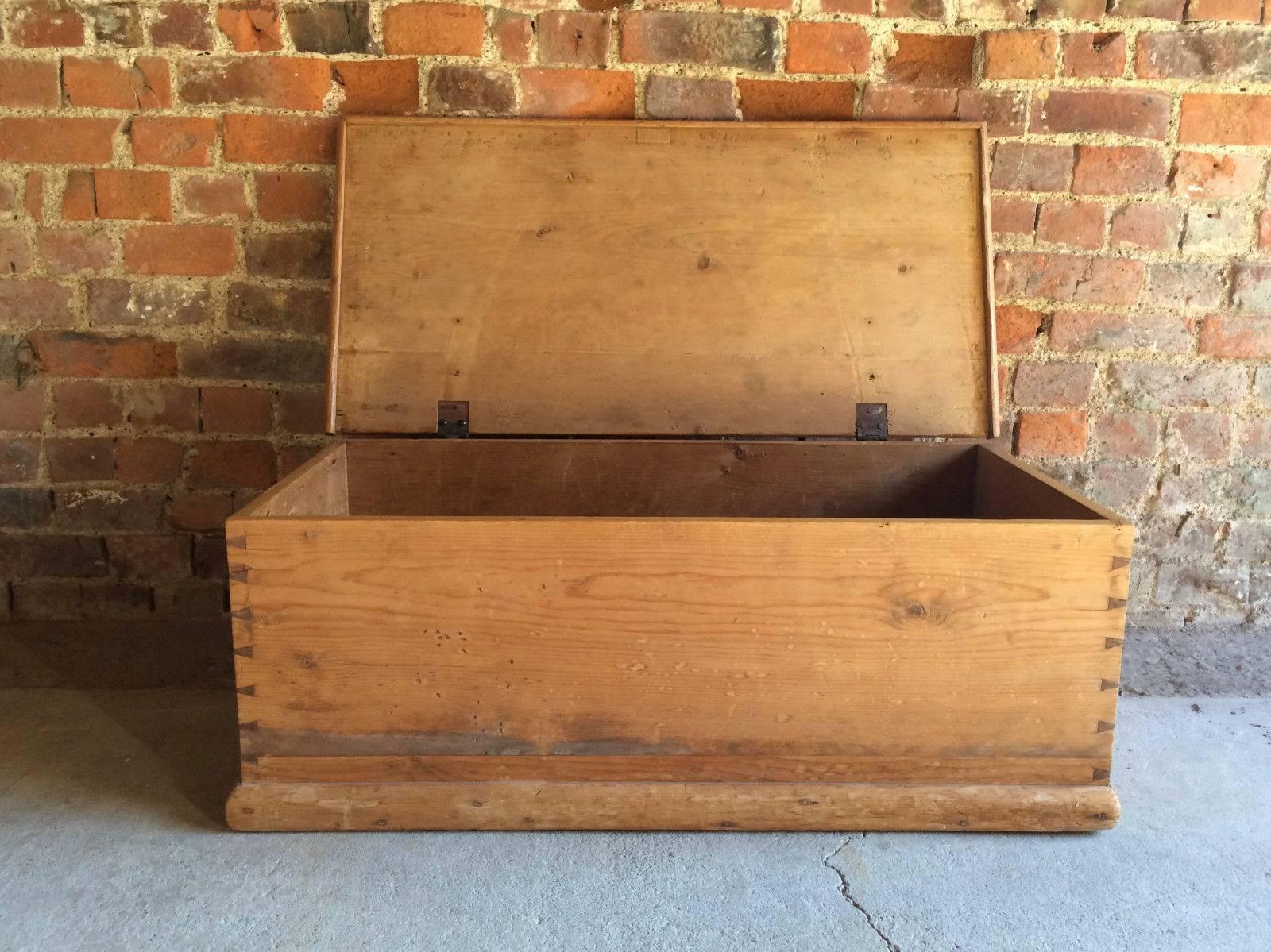 Antique Pine Chest Blanket Box Trunk Coffer, 19th Century, Victorian 1