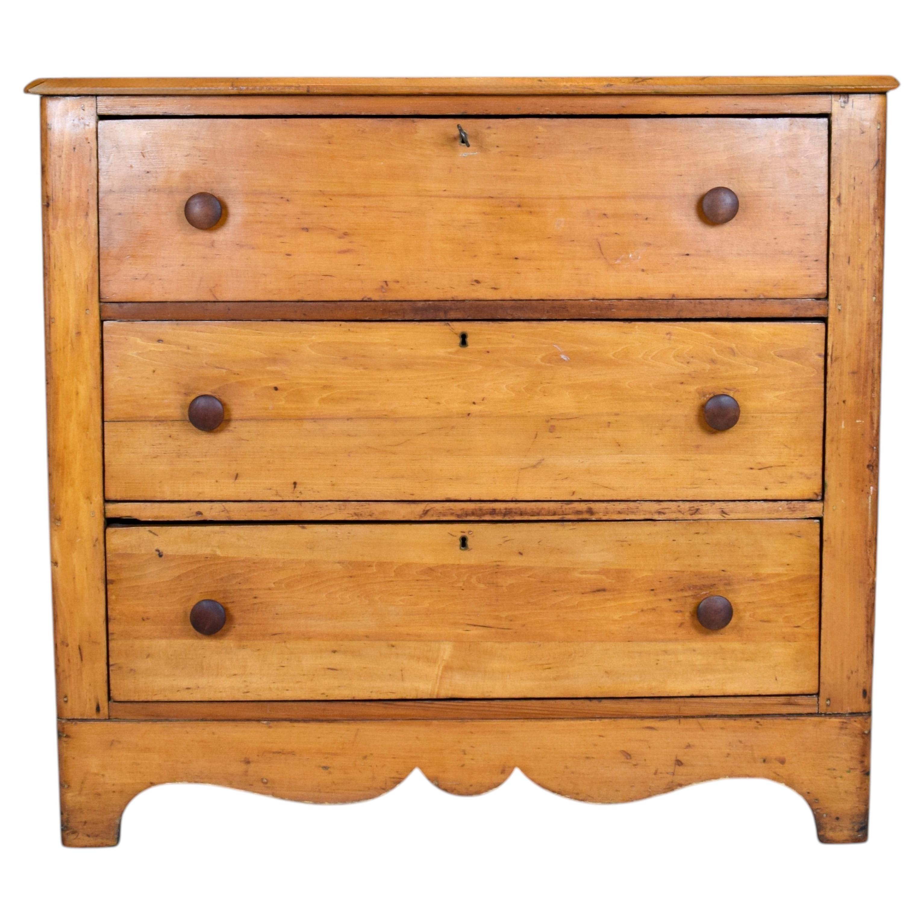 Victorian Antique Pine Chest of Drawers, Late 19th Century