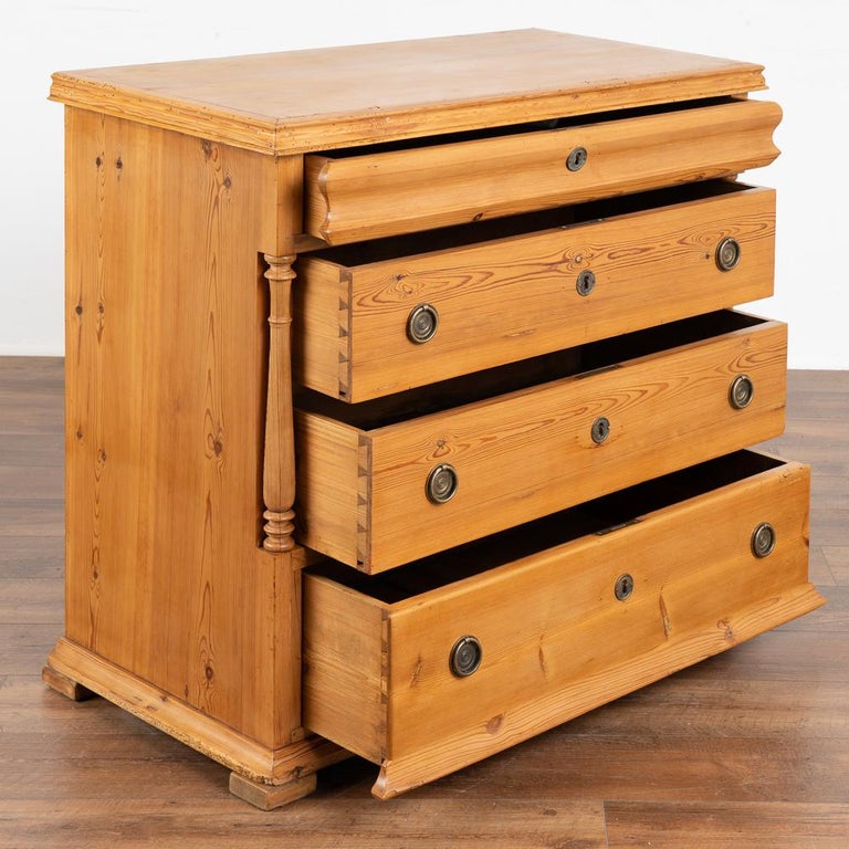Antique Pine Chest of Four Drawers, Denmark circa 1880 For Sale at 1stDibs