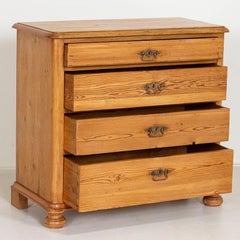 Antique Pine Chest of Four Drawers from Denmark