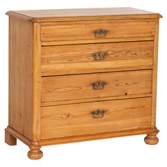 Antique Pine Chest of Four Drawers from Denmark