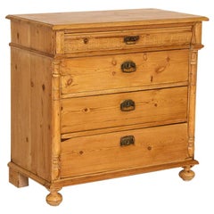 Antique Pine Chest of Four Drawers from Denmark