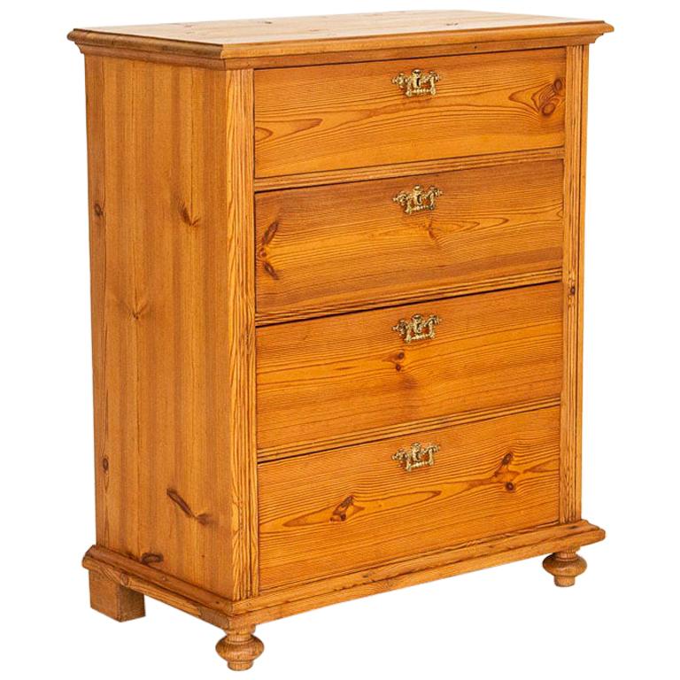 Antique Pine Chest of Four Drawers from Sweden