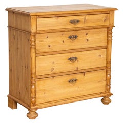 Antique Pine Chest of Four Drawers or Large Nightstand from Denmark