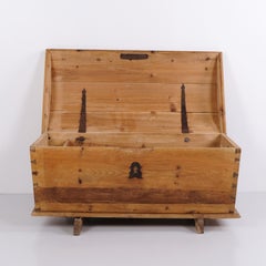 Antique pine chest with domed lid from the 19th century