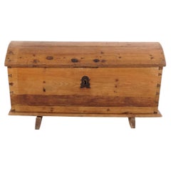 Antique pine chest with domed lid from the 19th century