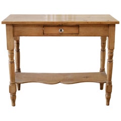Antique Pine Console Table with Drawer