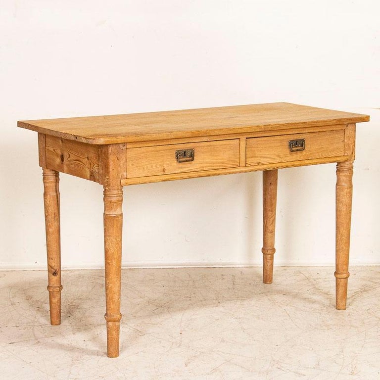 Antique Pine Console Table with Two Drawers Small Desk at 1stDibs