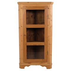 Antique Pine Corner Cabinet with Glass Door, 1890s