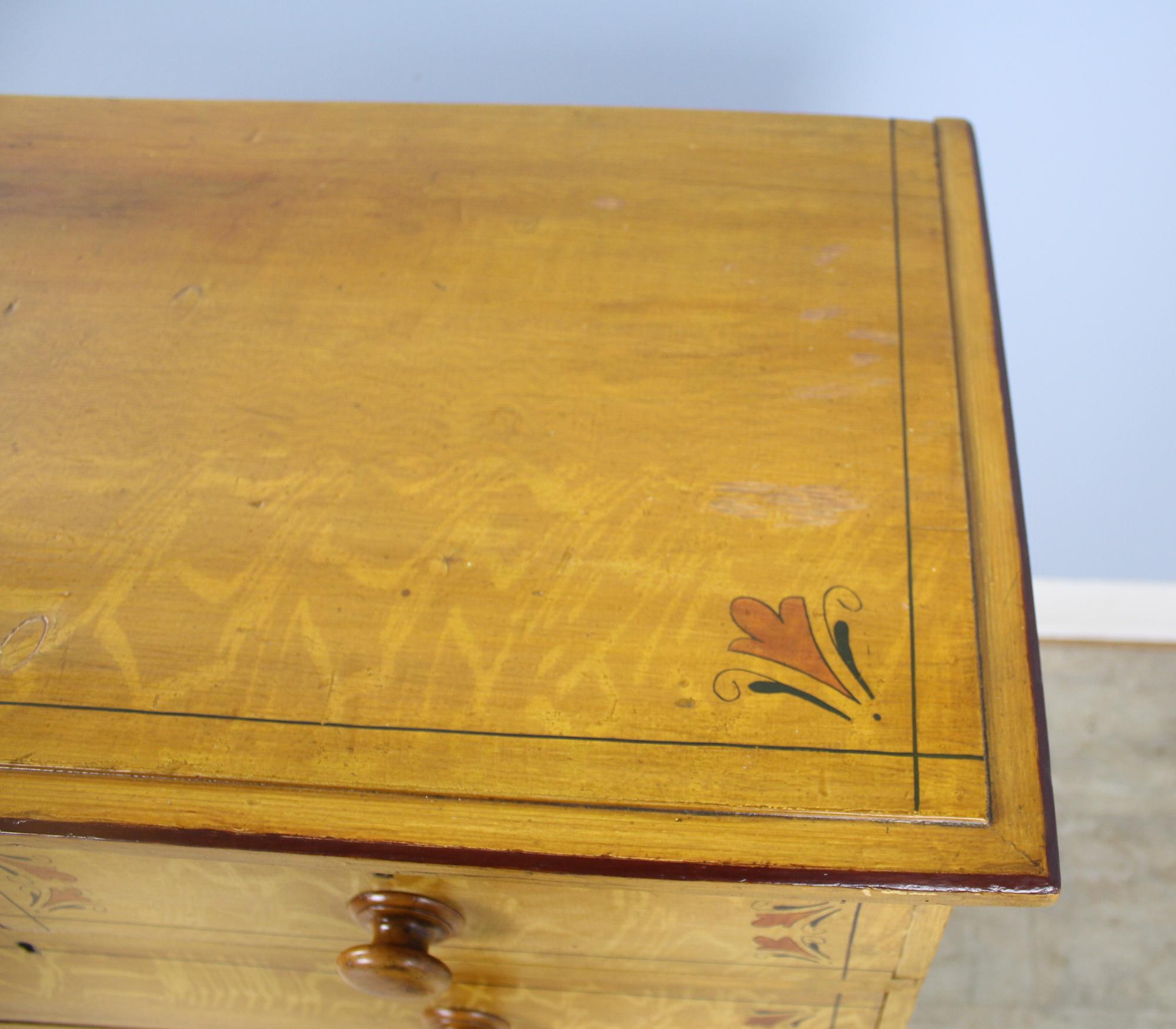 Antique Pine Cottage Chest of Drawers, Original Paint In Good Condition In Port Chester, NY