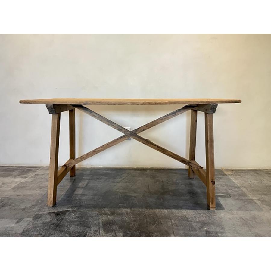 Antiker Crisscross Trestle-Tisch aus Kiefernholz, FR-1164 (Europäisch) im Angebot