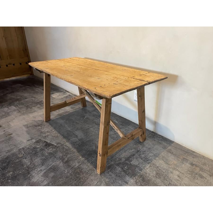 Antique Pine Crisscross Trestle Table, FR-1164 For Sale 1