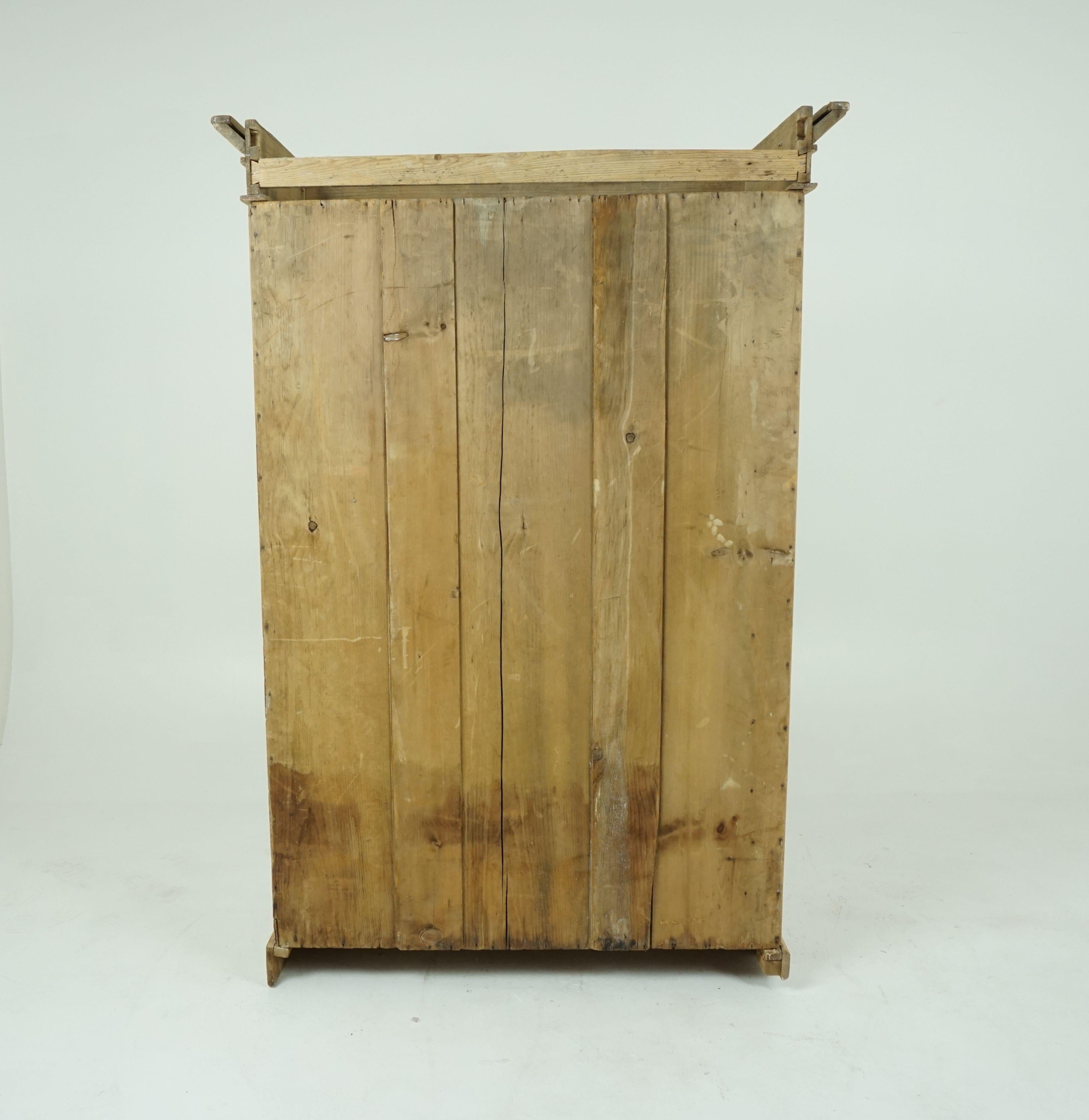 Antique Pine Cupboard, Stripped Pine 2 Door Armoire, Scotland, 1880 In Good Condition In Vancouver, BC