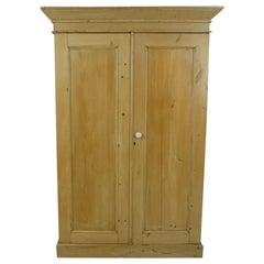 Antique Pine Cupboard, Stripped Pine 2 Door Armoire, Scotland, 1880