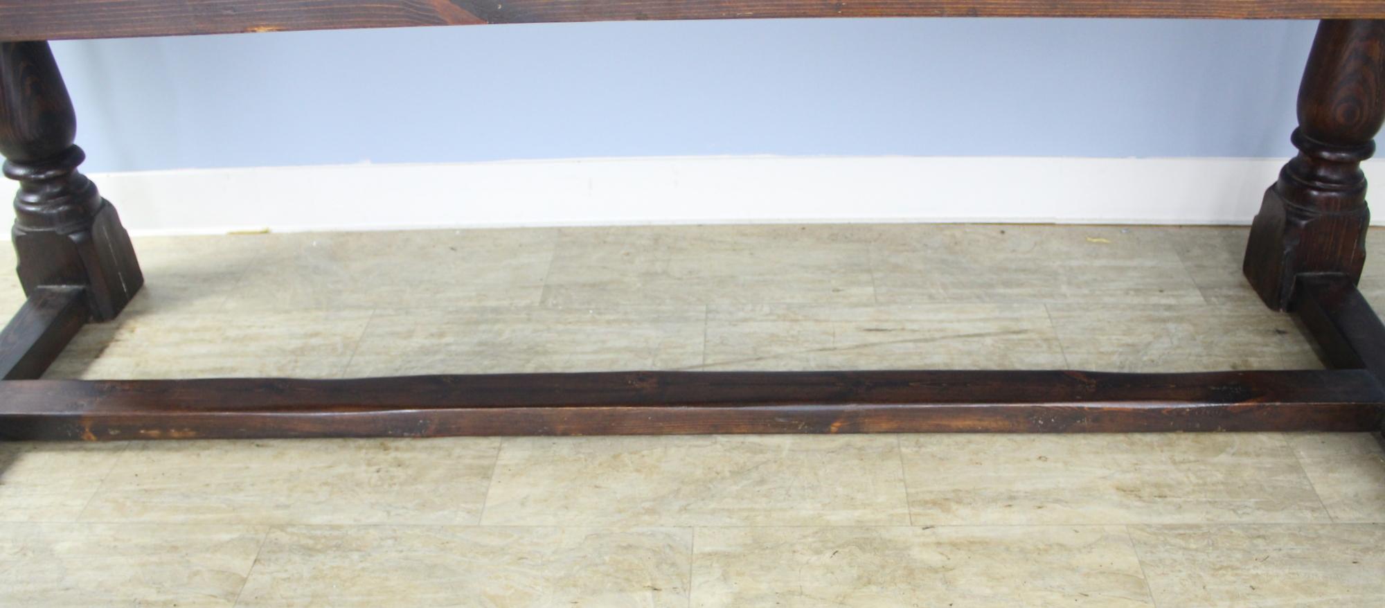 Antique Pine Dining Table with Refectory Base 4