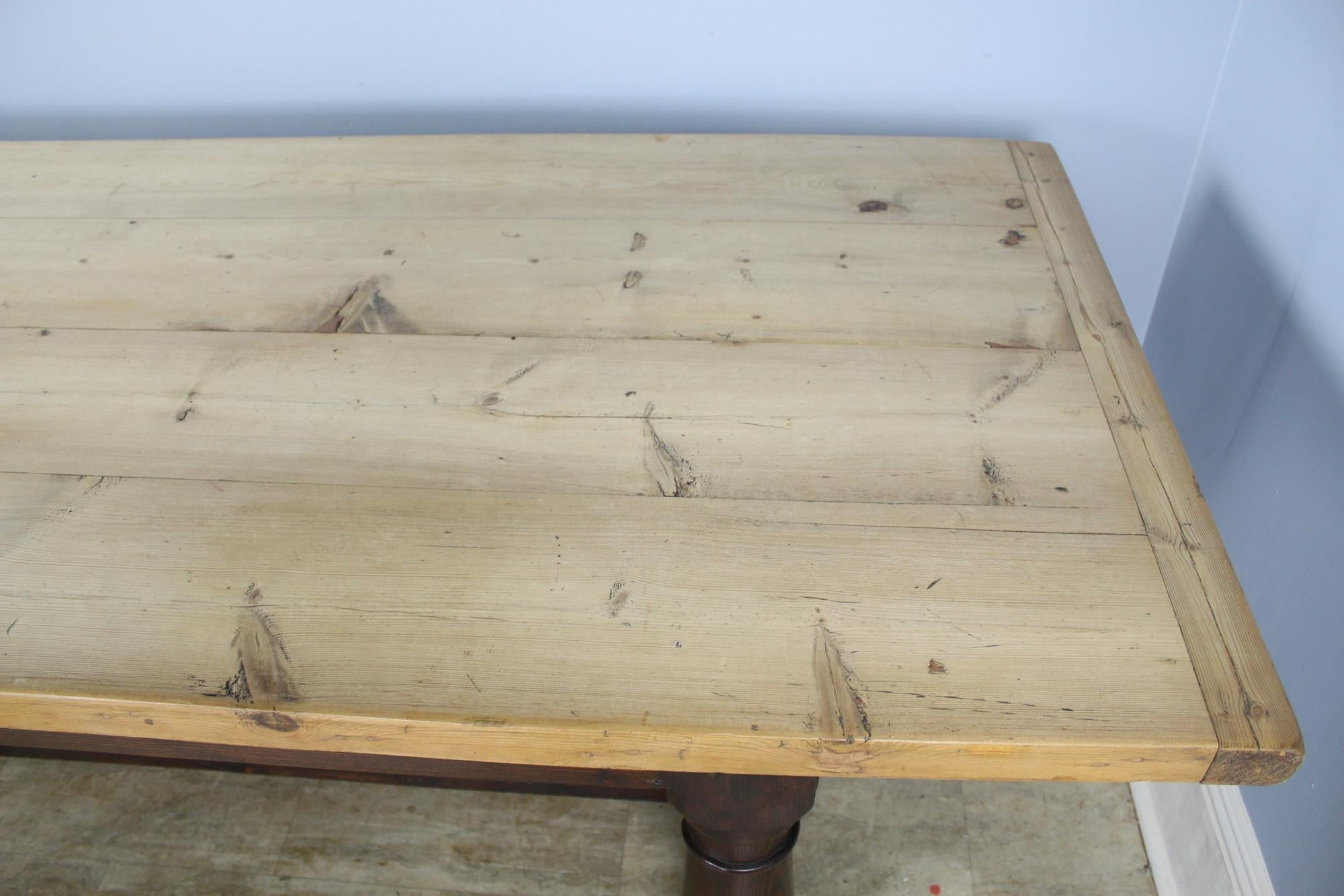 Antique Pine Dining Table with Refectory Base 1