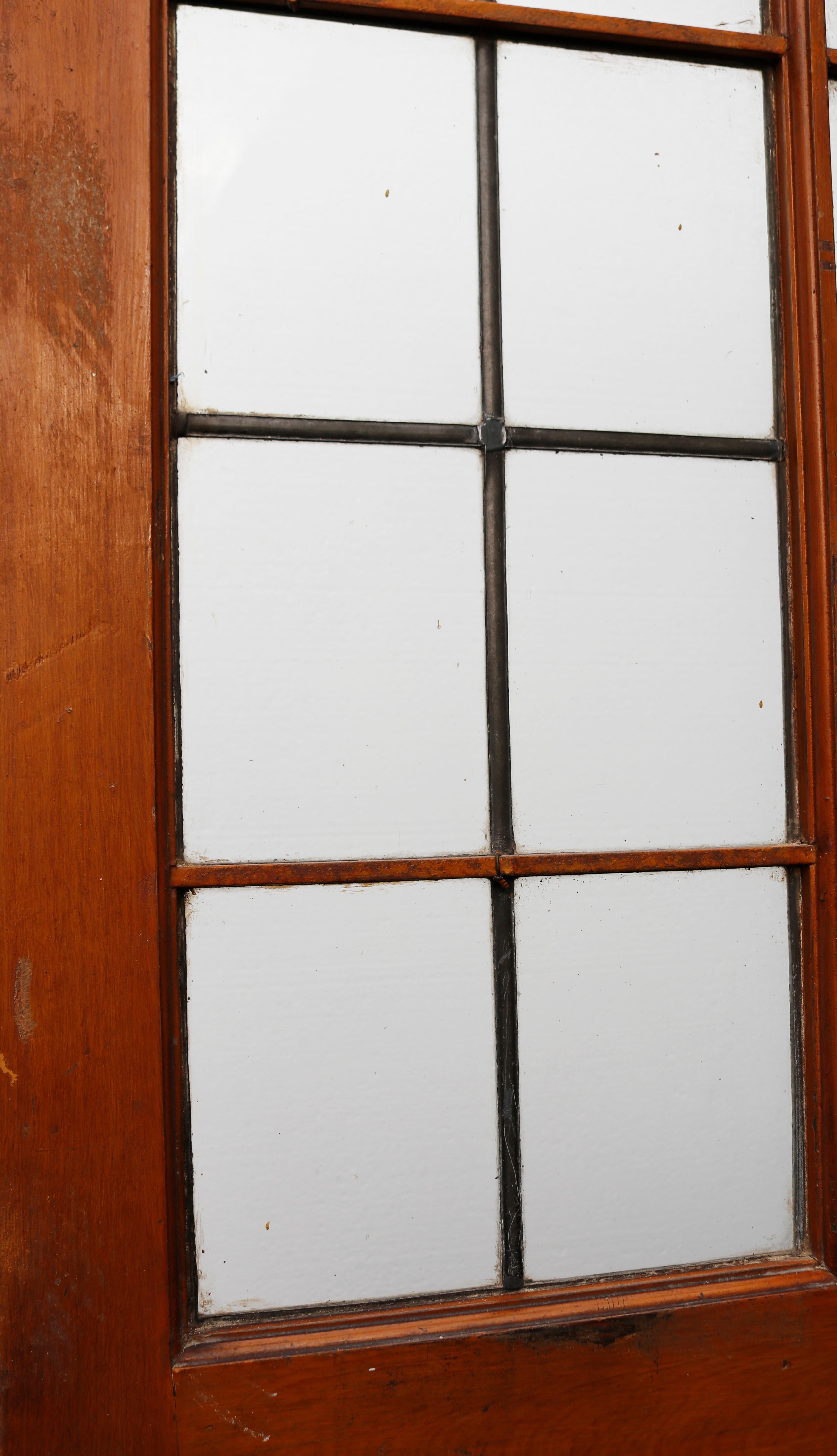 wooden door half glass