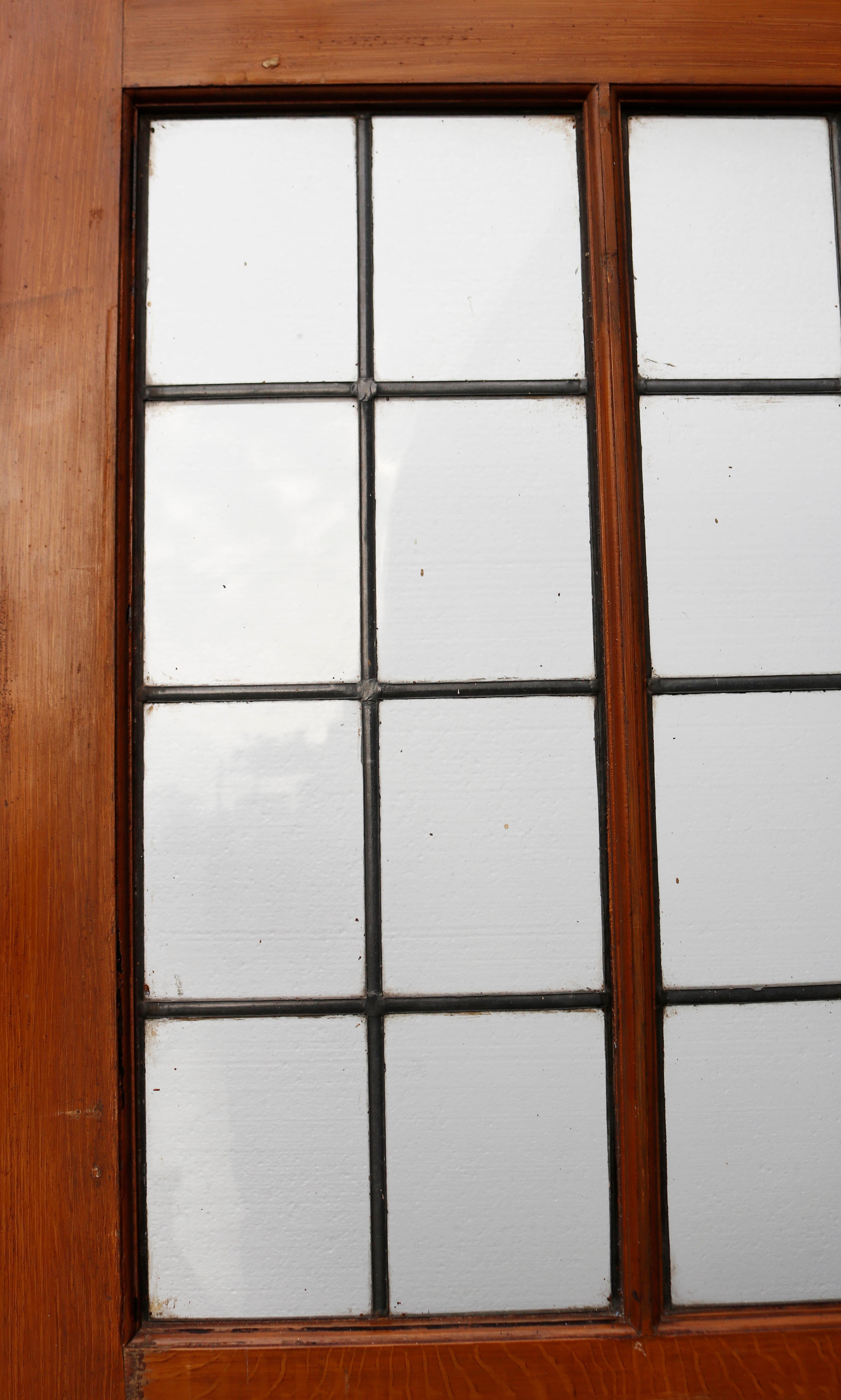 Antique Pine Door with Glazed Panels In Fair Condition For Sale In Wormelow, Herefordshire
