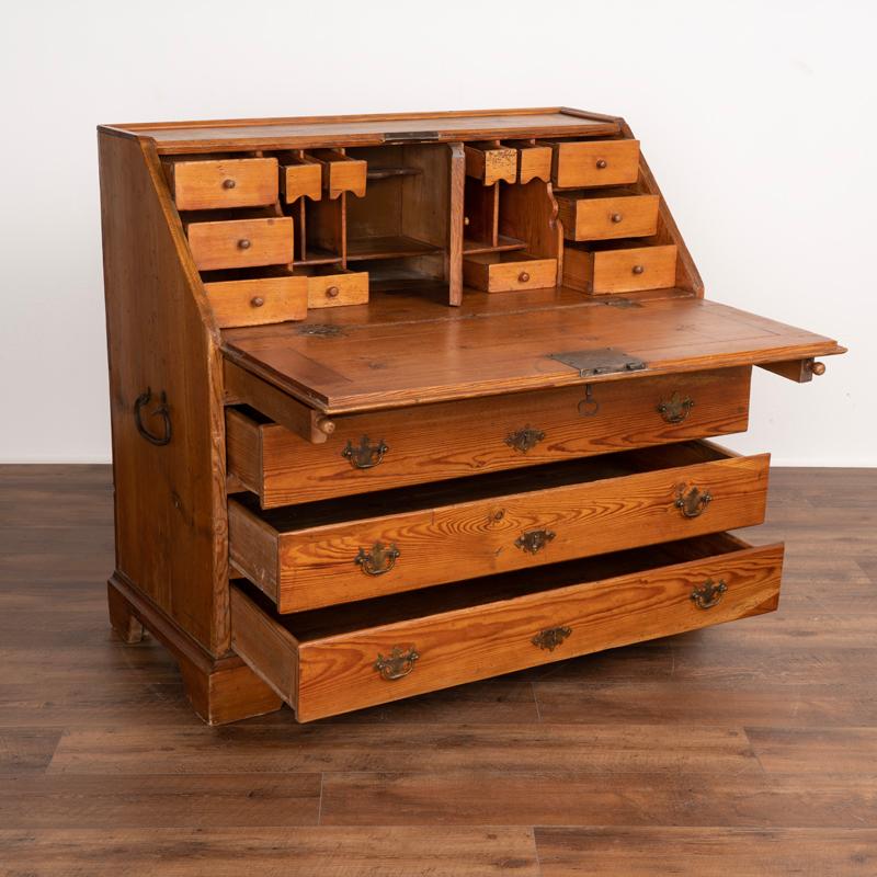 Antique Pine Drop Front Bureau Secretary from Denmark In Good Condition In Round Top, TX