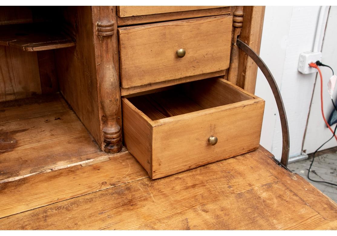 Antique Pine Drop Front Secretary Cabinet/ Distressed For Sale 5