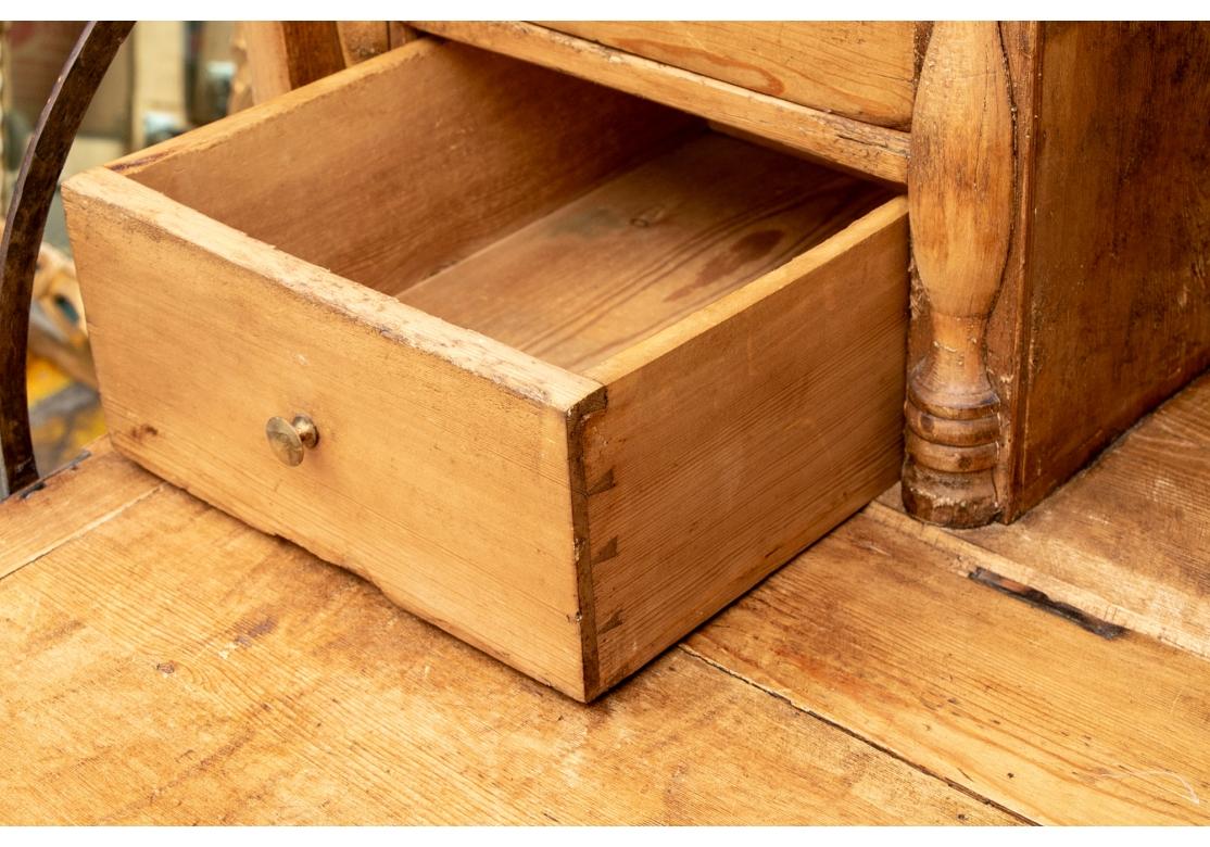 Rustic Antique Pine Drop Front Secretary Cabinet/ Distressed For Sale