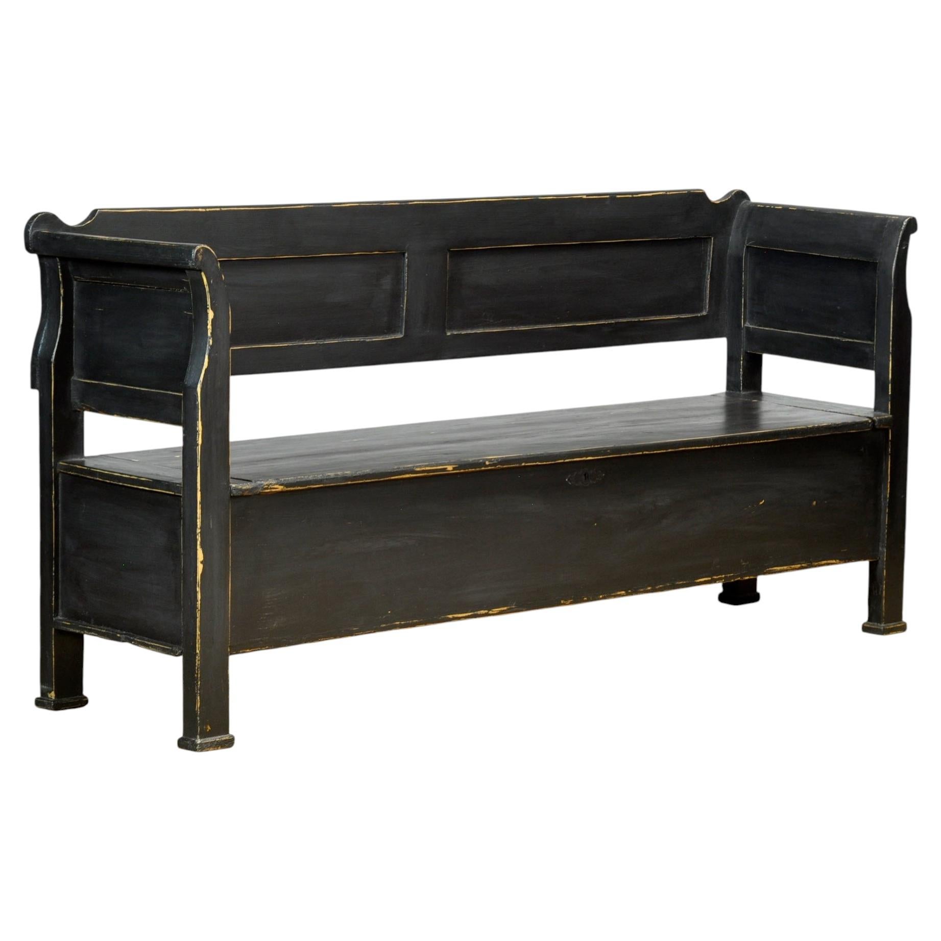 Antique pine drop-top bench, 1900s